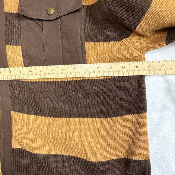 Maza Men's 3XL Rugby Striped Full Zip Sweater Cardigan Preppy Old Money - Picture 13 of 16